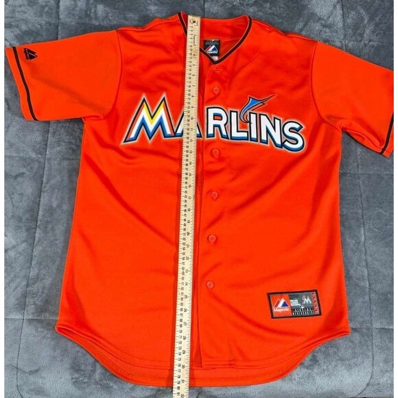Miami Marlins Jersey Mens Medium Orange MLB Baseball Giancarlo Stanton Majestic - Picture 4 of 15